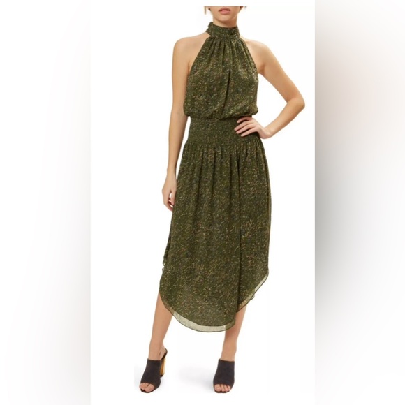 Ramy Brook NWT Belle Green Halter Top Midi Dress, size Small - Picture 6 of 7